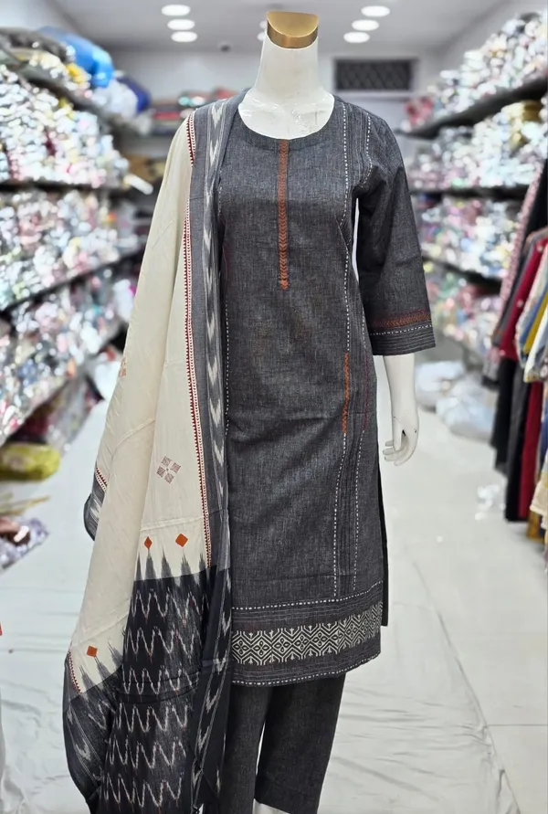 Charcoal_Grey_Pure_Cotton_Stitched_Suit_Set