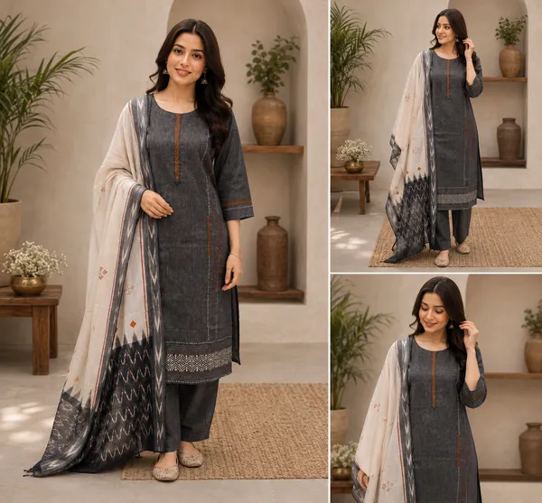 Charcoal_Grey_Pure_Cotton_Stitched_Suit_Set