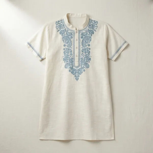 White_Embroidered_Georgette_Ethnic_Kurta_For_Women_(Kurta_Only)