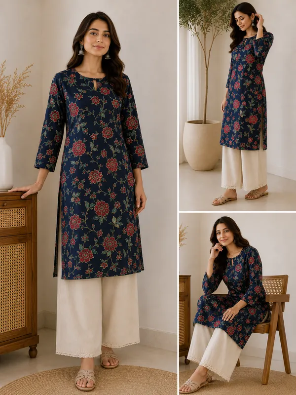 Floral_Print_Kurta_Set_Pure_Cotton