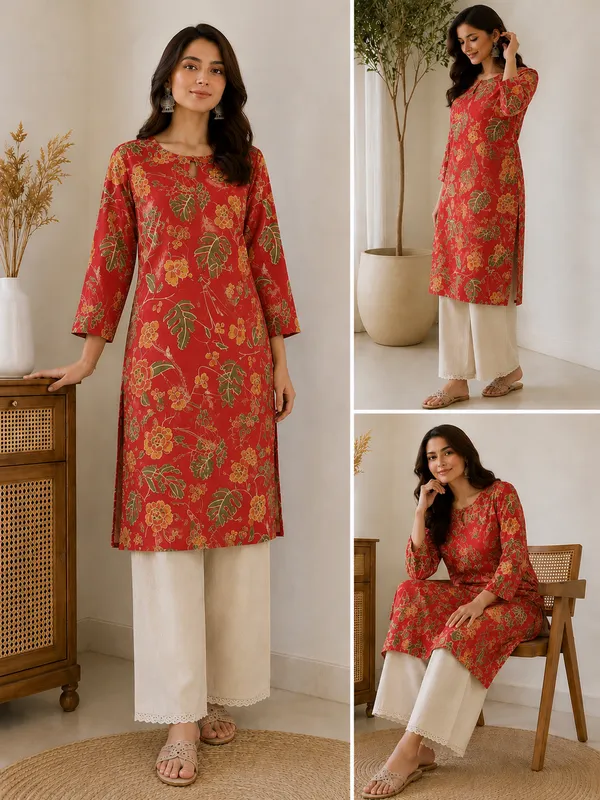 Floral_Print_pure_cotton_Kurta_set_with_cotton_pant_