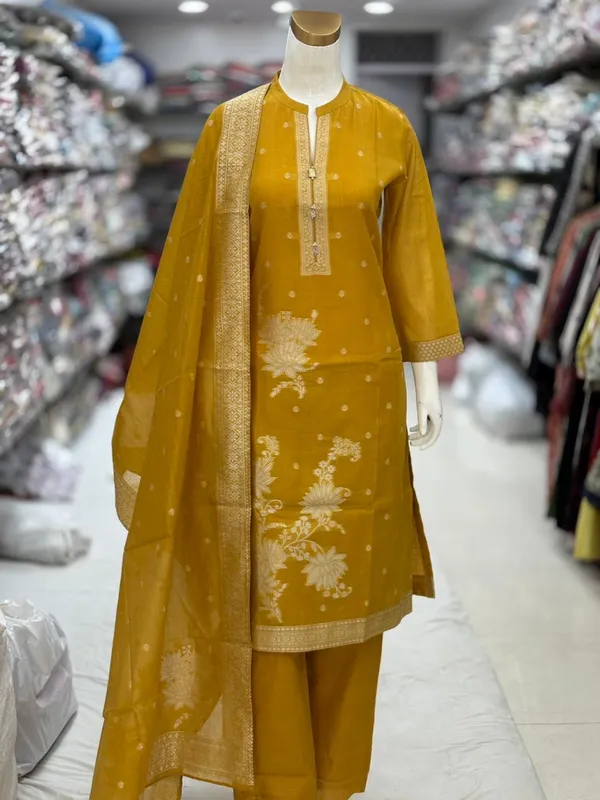 Mustard_Yellow_Embroidered_Cotton_Kurta_Set_With_Dupatta_For_Women