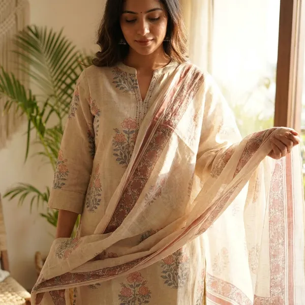 Beige_Printed_Cotton_Kurta_Set_With_Dupatta_For_Women