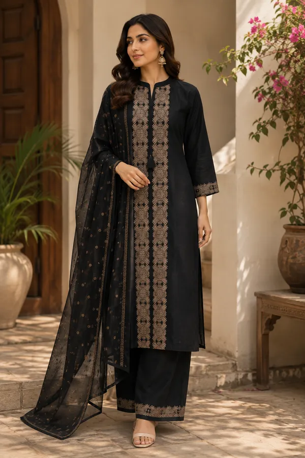 Noir_Black_Golden_embroidered_Suit_Set