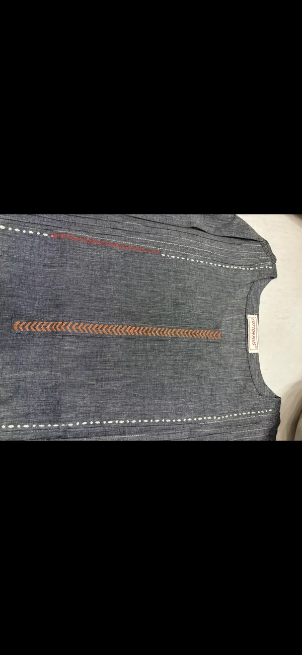 Grey_Handloom_Cotton_Kurta_With_Embroidered_Detailing_For_Women_(Kurta_Only)