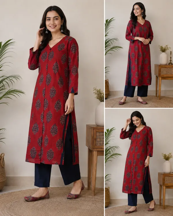 Printed_Red_Long_Kurta_in_A_line_pattern_