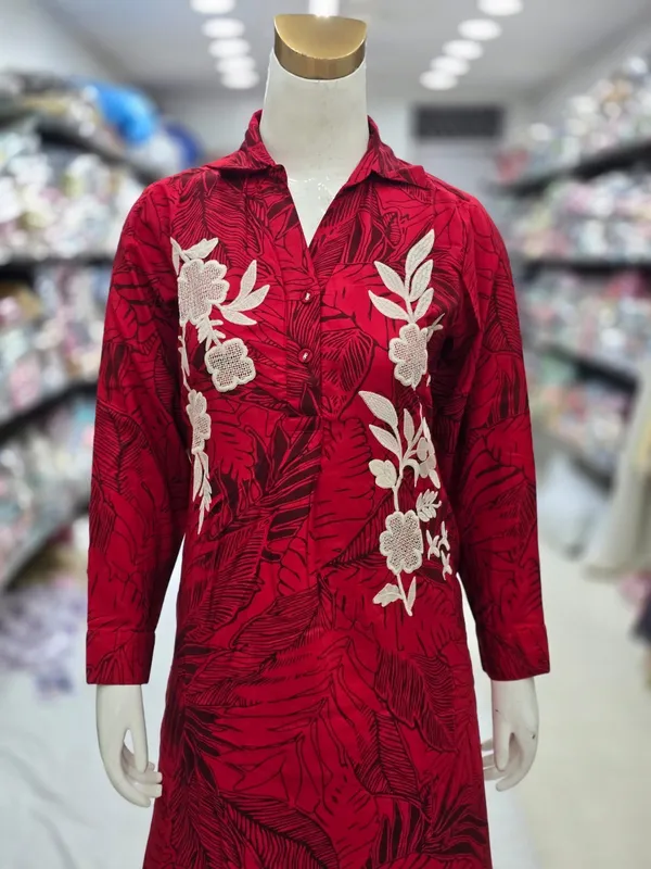 Red_floral_print_embroidered_Coord_set_