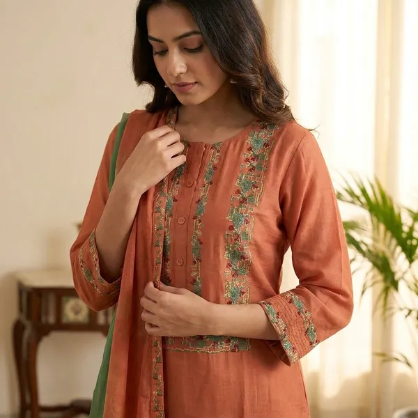 Peach_Modal_Silk_Straight_Embroidered_Kurta_Set_For_Women