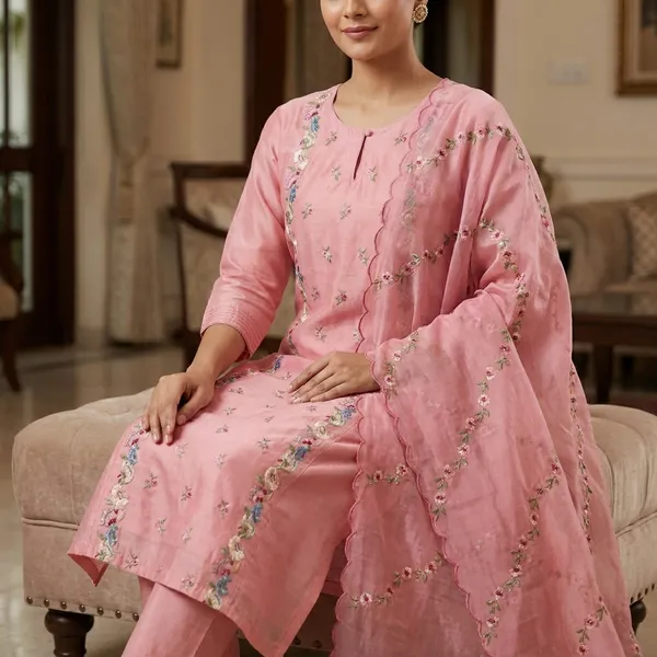 Pink_Chanderi_Silk_Floral_Embroidered_Kurta_Set_For_Women