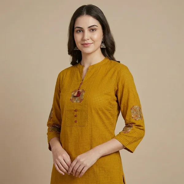 Mustard_Cotton_Embroidered_Straight_Kurta_Set_For_Women