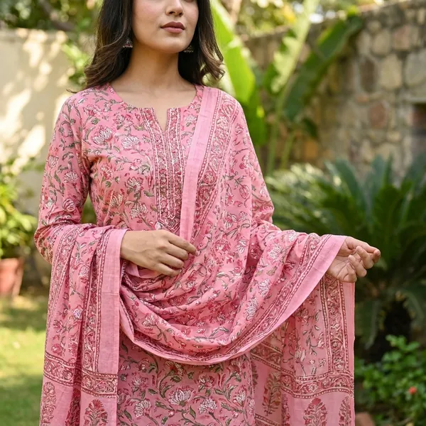 Pink_Cotton_Straight_Floral_Print_Kurta_Set_For_Women