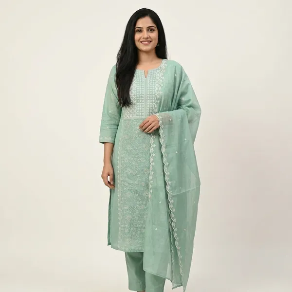 Mint_Green_Chanderi_Embroidered_Straight_Kurta_Set_For_Women