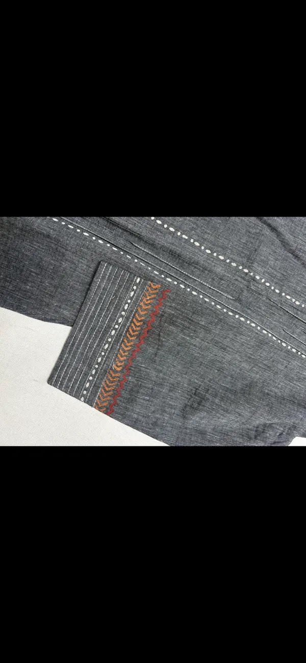 Grey_Handloom_Cotton_Kurta_With_Embroidered_Detailing_For_Women_(Kurta_Only)