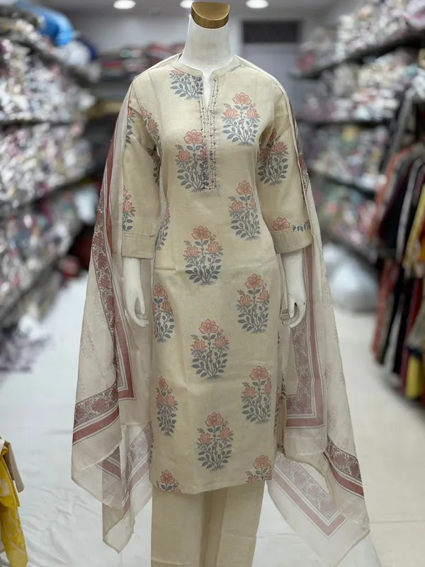 Beige_Printed_Cotton_Kurta_Set_With_Dupatta_For_Women