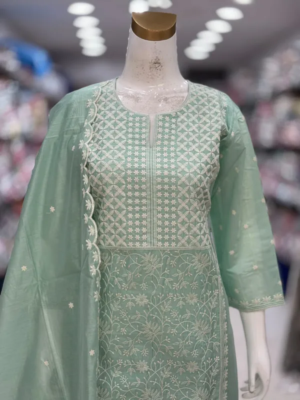 Mint_Green_Chanderi_Embroidered_Straight_Kurta_Set_For_Women