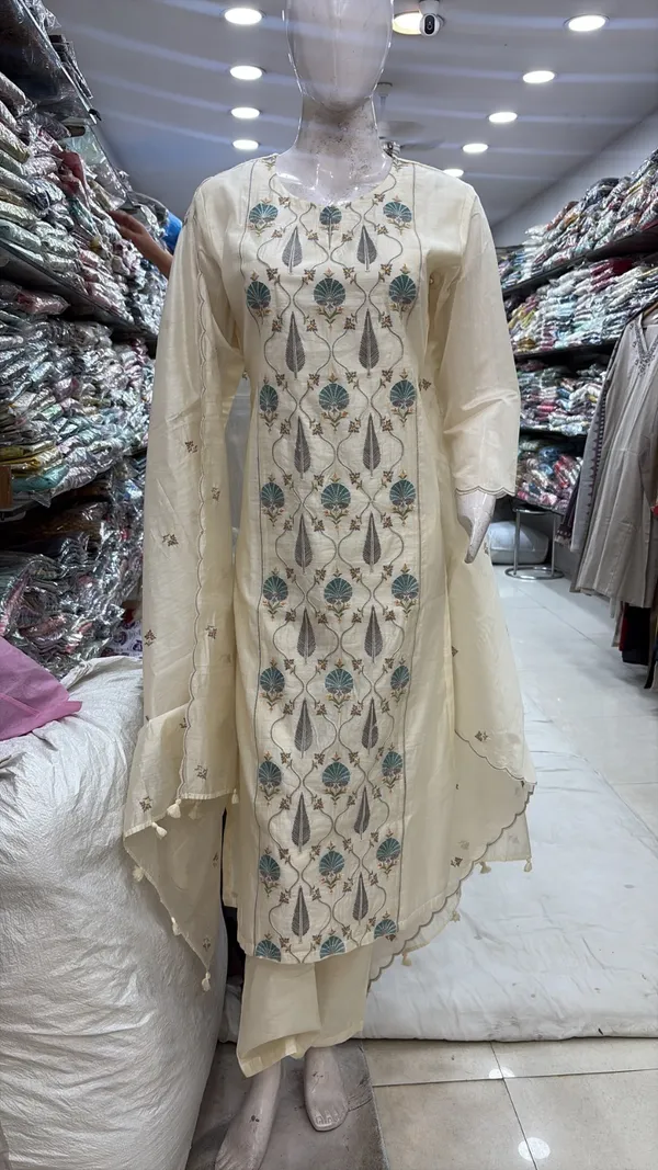 Olive_Green_Printed_Cotton_Blend_Kurti_Set_For_Women