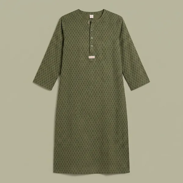 Olive_Green_Printed_Cotton_Blend_Kurta_For_Women(Kurta_Only)