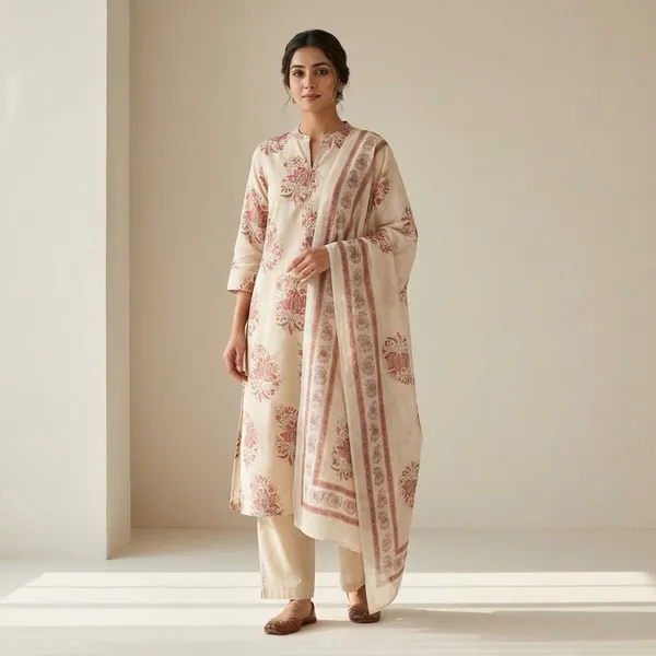 Beige_Embroidered_Cotton_Kurta_Set_With_Dupatta_For_Women