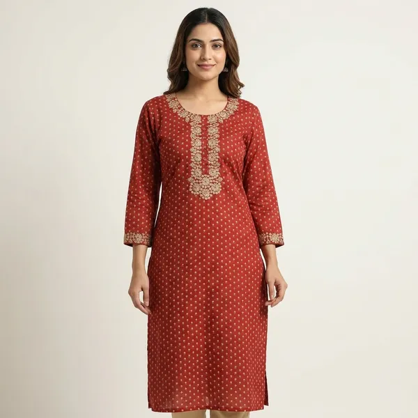 Red_Printed_Kurta_Set_With_Golden_Embellishments_For_Women
