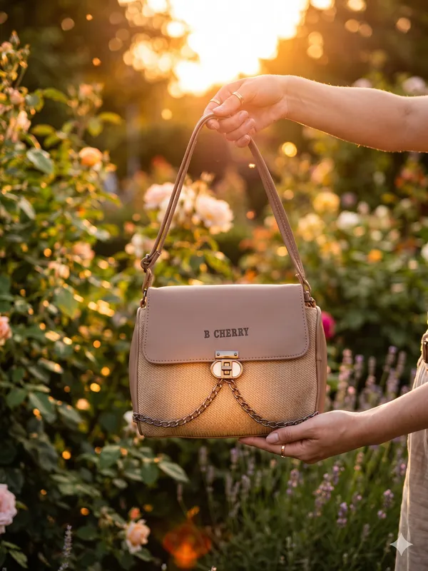 Peach_Canvas_Faux_Leather_Chain_Detail_Sling_Bag_For_Women