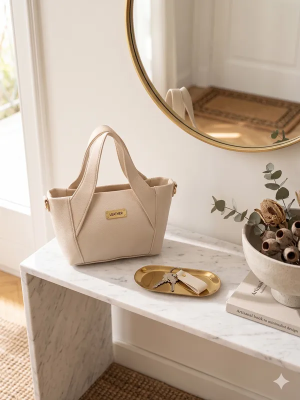 Cream_Faux_Leather_Structured_Handbag_For_Women