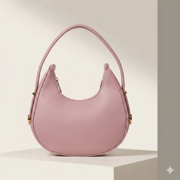 Pink_Faux_Leather_Crescent_Shoulder_Bag_For_Women