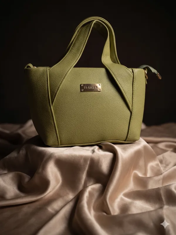 Olive_Green_Leather_Structured_Top_Handle_Handbag_For_Women