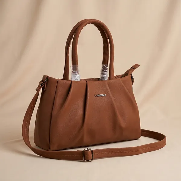 Brown_Faux_Leather_Multi_Pocket_Shoulder_Bag_For_Women