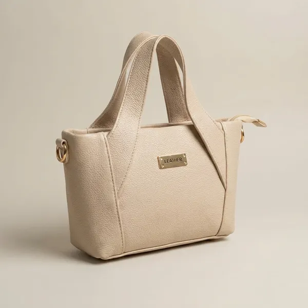 Beige_Faux_Leather_Minimalist_Shoulder_Bag_For_Women