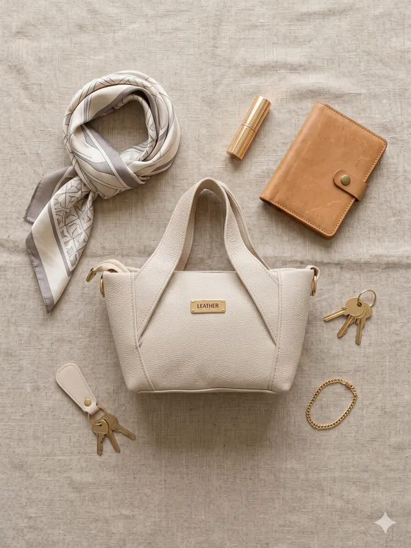Cream_Faux_Leather_Structured_Handbag_For_Women