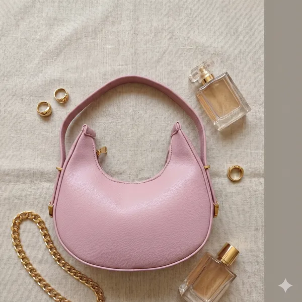 Pink_Faux_Leather_Crescent_Shoulder_Bag_For_Women