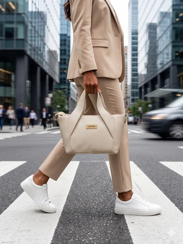 Cream_Faux_Leather_Structured_Handbag_For_Women