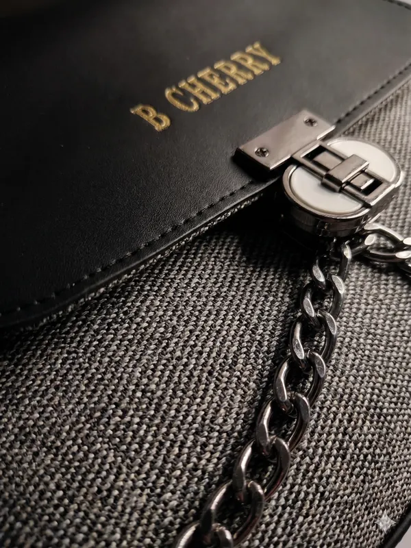 Black_Textured_Faux_Leather_Chain_Detail_Crossbody_Bag_For_Women