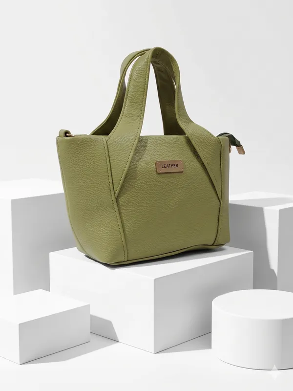 Olive_Green_Leather_Structured_Top_Handle_Handbag_For_Women