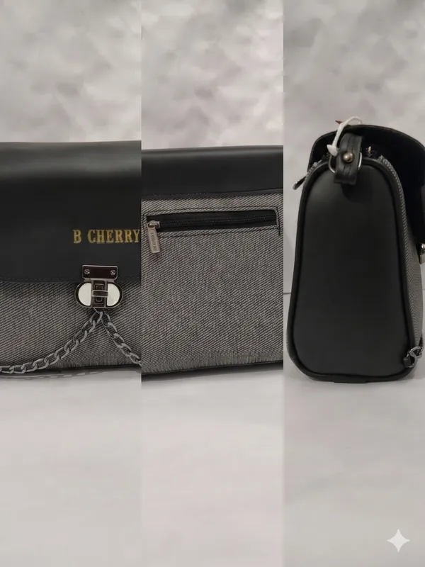 Black_Textured_Faux_Leather_Chain_Detail_Crossbody_Bag_For_Women