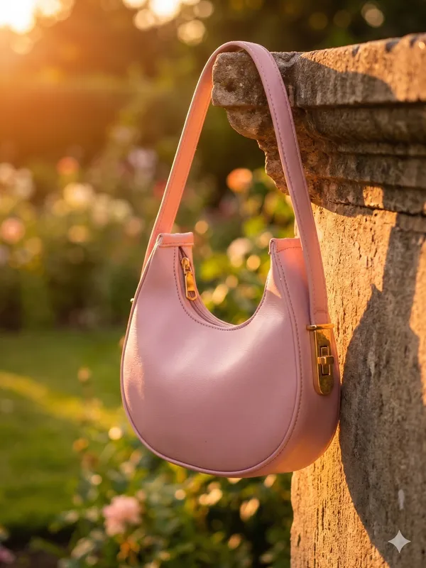Pink_Faux_Leather_Crescent_Shoulder_Bag_For_Women