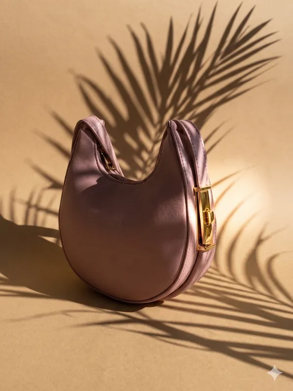 Pink_Faux_Leather_Crescent_Shoulder_Bag_For_Women