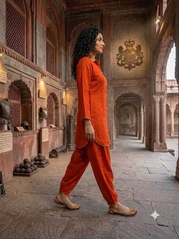 Orange_Polyester_Silk_Straight_Kurta_Pant_Set_For_Women
