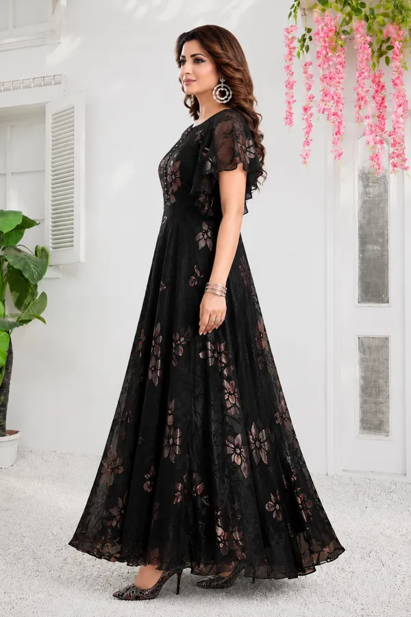 Black_Silk_Floral_Print_Flared_Anarkali_Gown_For_Women