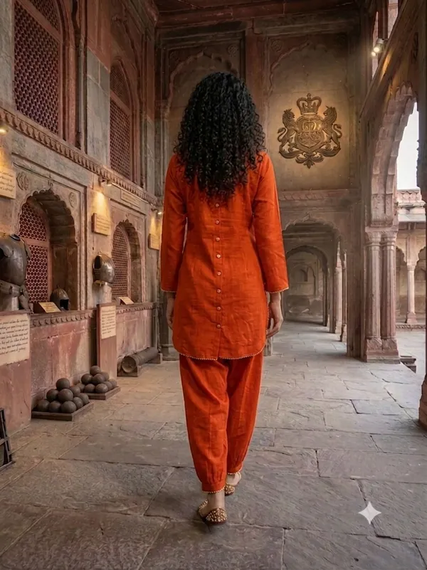Orange_Polyester_Silk_Straight_Kurta_Pant_Set_For_Women