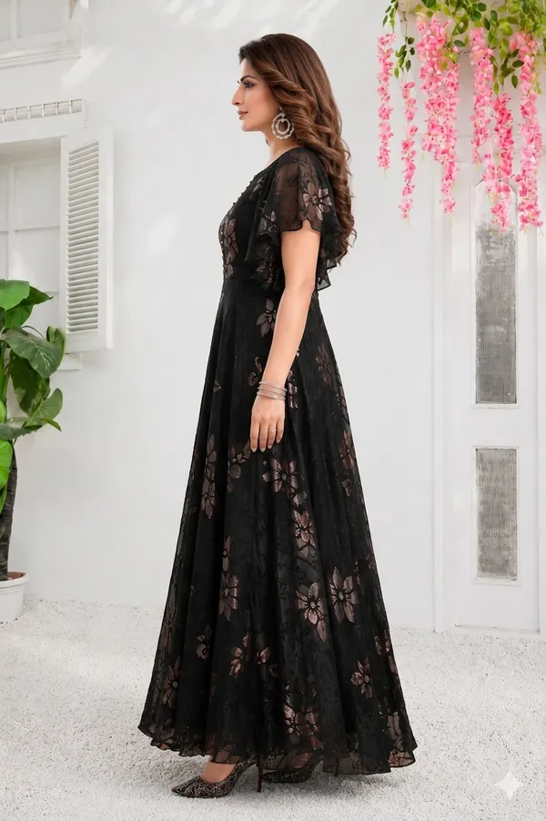 Black_Silk_Floral_Print_Flared_Anarkali_Gown_For_Women