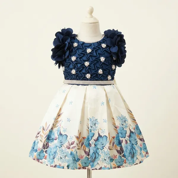 Peacock_Blue_Digital_Print_Fabric,_Inner_Material_Cotton_Dress_For_Girls
