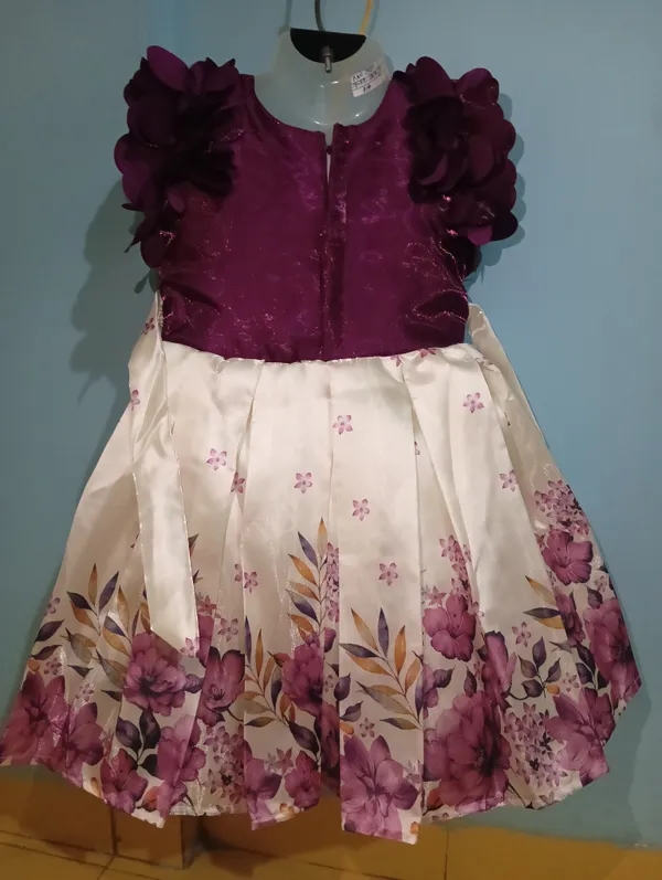 Dark_Magenta_Digital_Print_Fabric,_Inner_Material_Cotton_Dress_For_Girls