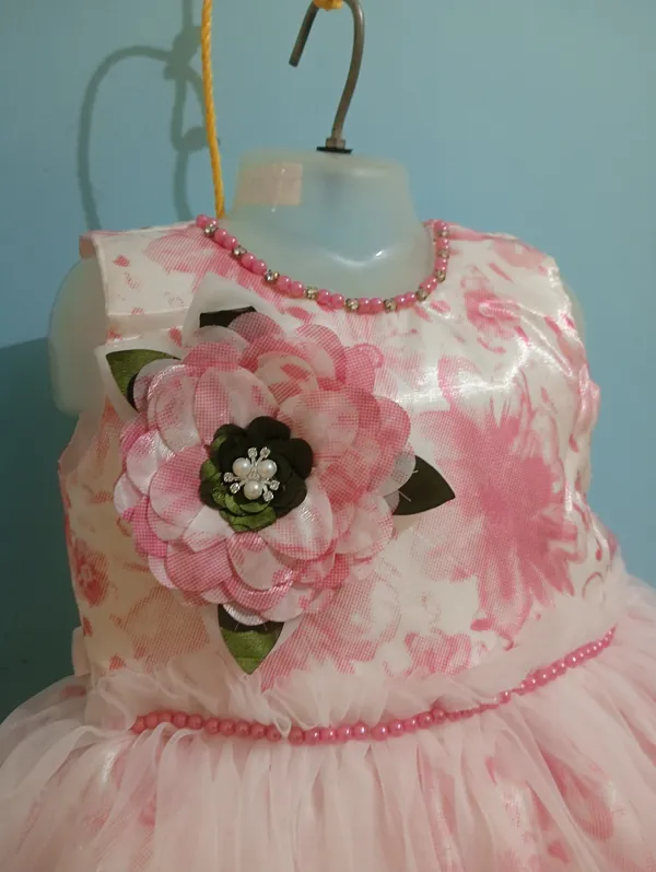 Light_Pink_Digital_Print_Silky_Net_Fabric,_Inner_Material_Cotton_Dress_For_Girls