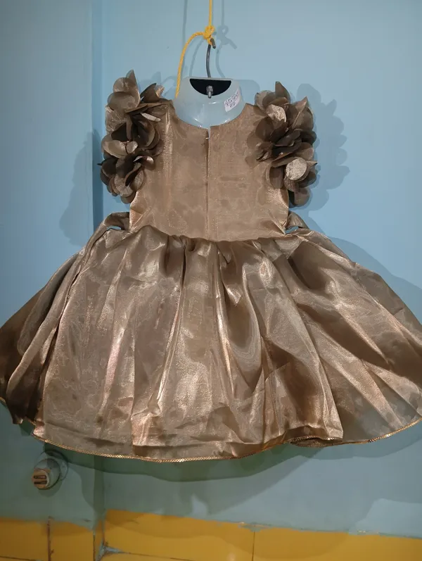 Taupe_Brown_Jimmy_Choo_Fabric,_Inner_Material_Cotton_Dress_For_Girls
