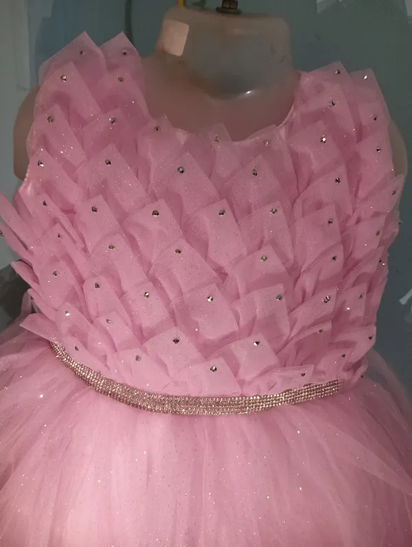 Pink_Sparkle_Net_Fabric,_Inner_Material_Cotton_Dress_For_Girls