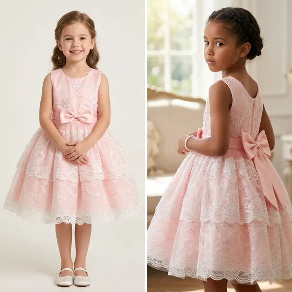 Coral_Pink_Outer_Synthetic,_Inner_Cotton_Dress_For_Girls