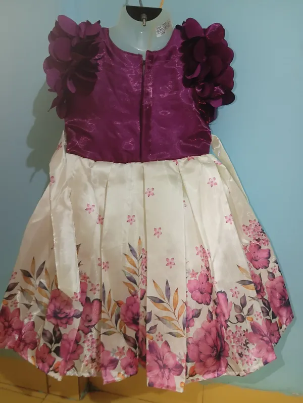Dark_Magenta_Digital_Print_Fabric,_Inner_Material_Cotton_Dress_For_Girls