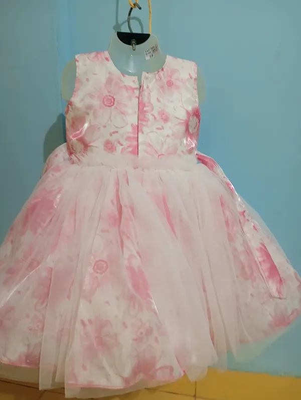 Light_Pink_Digital_Print_Silky_Net_Fabric,_Inner_Material_Cotton_Dress_For_Girls