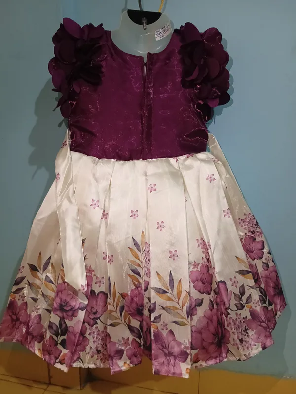 Dark_Magenta_Digital_Print_Fabric,_Inner_Material_Cotton_Dress_For_Girls